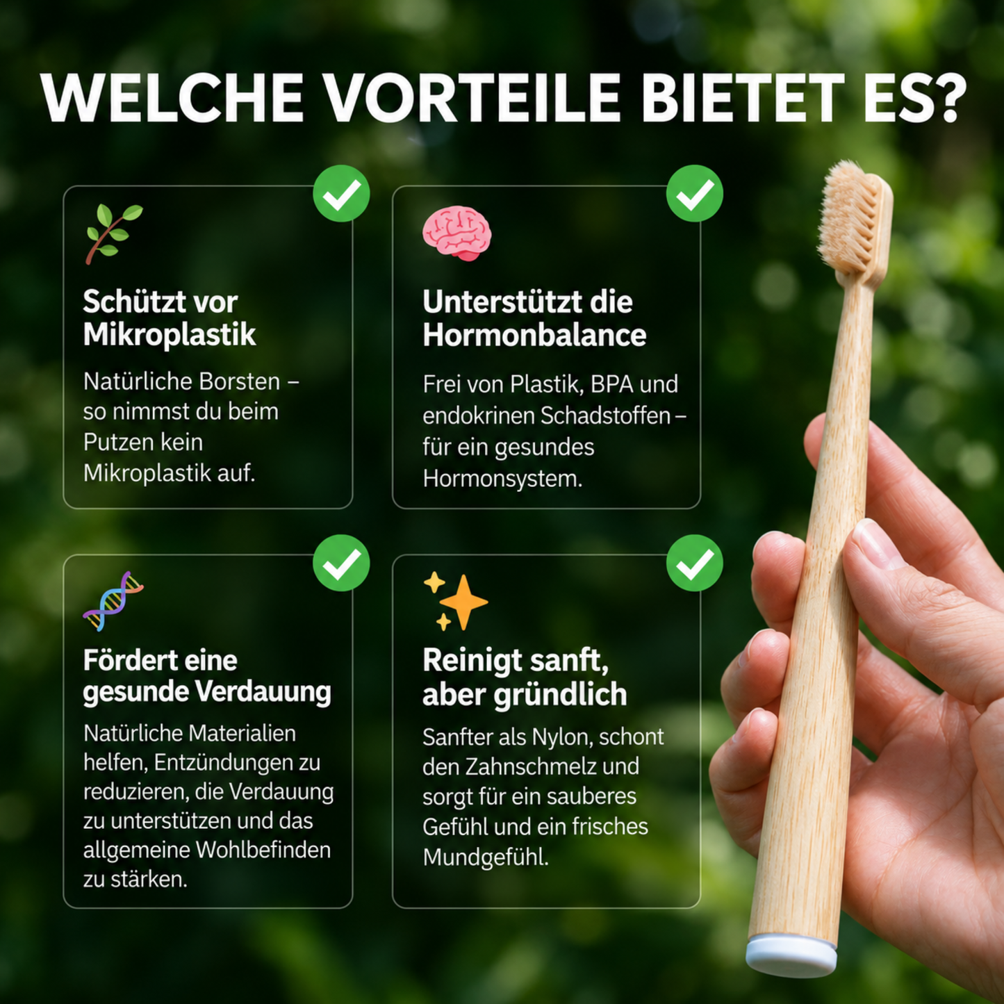 Bambus Zahnbürste mit Wildschweinborsten