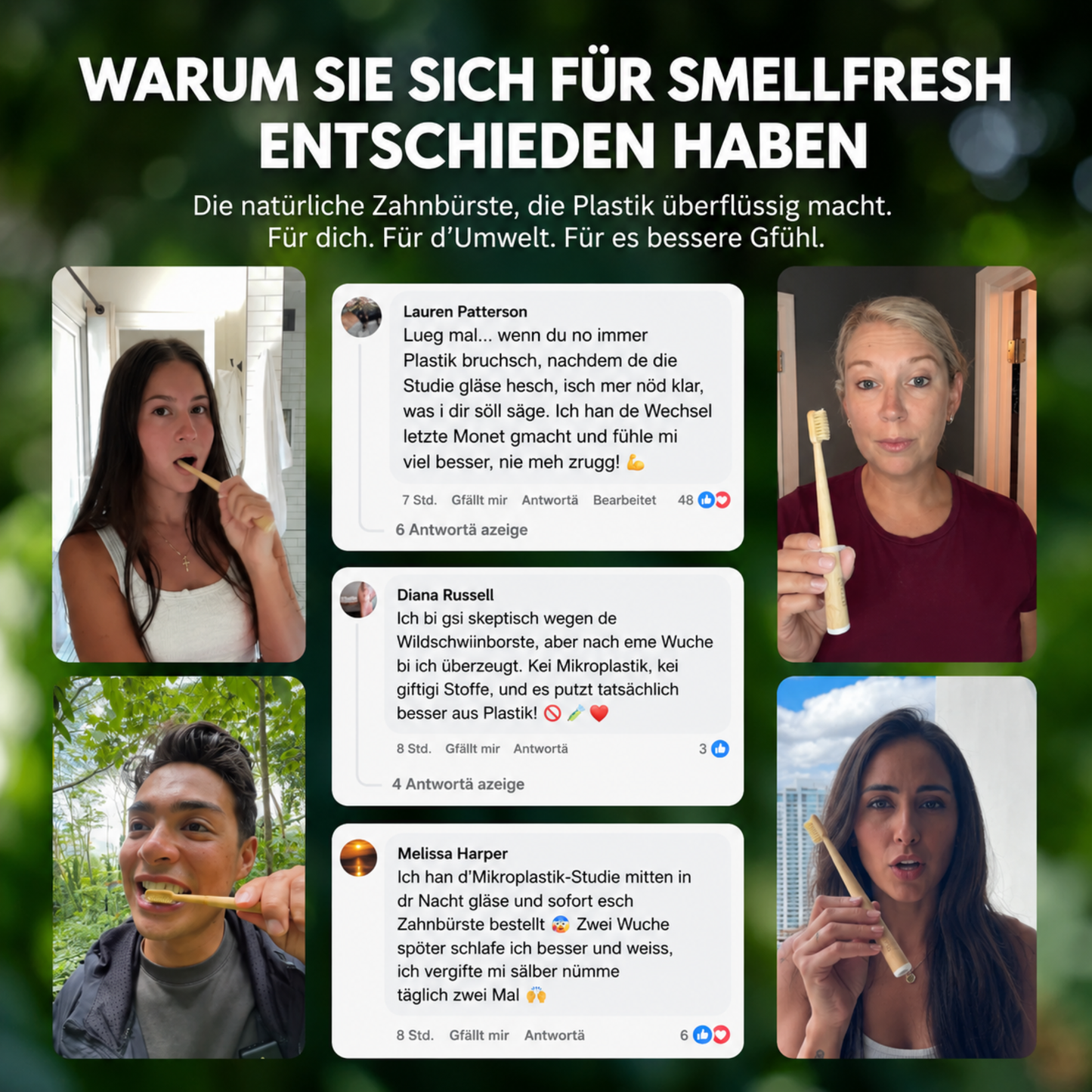Bambus Zahnbürste mit Wildschweinborsten